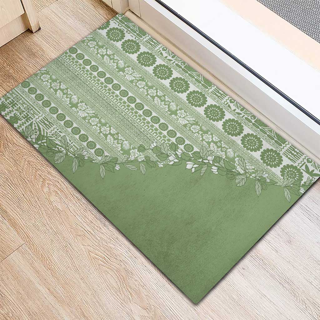 Fiji Marau na Kerisimasi Rubber Doormat Sage Green Tagimoucia Tapa Masi Tribal LT9 - Polynesian Pride