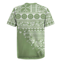 Fiji Marau na Kerisimasi Rugby Jersey Sage Green Tagimoucia Tapa Masi Tribal LT9 - Polynesian Pride