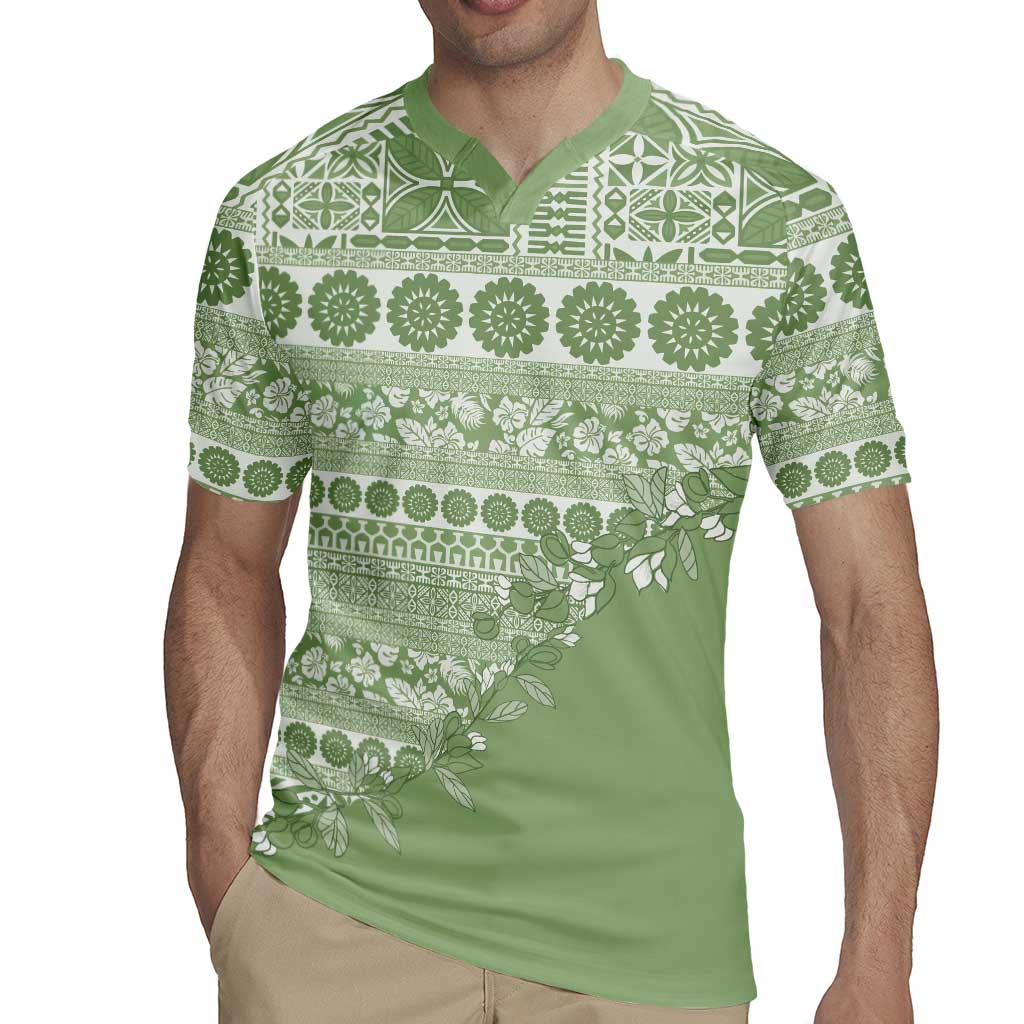 Fiji Marau na Kerisimasi Rugby Jersey Sage Green Tagimoucia Tapa Masi Tribal LT9 - Polynesian Pride