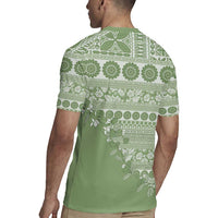 Fiji Marau na Kerisimasi Rugby Jersey Sage Green Tagimoucia Tapa Masi Tribal LT9 - Polynesian Pride
