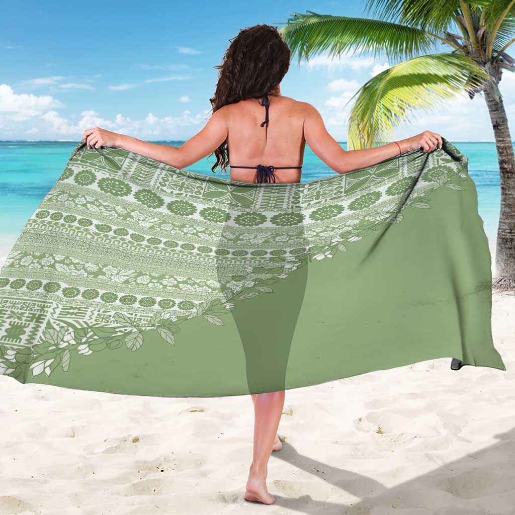 Fiji Marau na Kerisimasi Sarong Sage Green Tagimoucia Tapa Masi Tribal LT9 - Polynesian Pride