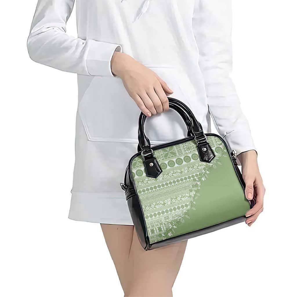 Fiji Marau na Kerisimasi Shoulder Handbag Sage Green Tagimoucia Tapa Masi Tribal LT9 - Polynesian Pride