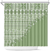 Fiji Marau na Kerisimasi Shower Curtain Sage Green Tagimoucia Tapa Masi Tribal LT9 Green - Polynesian Pride
