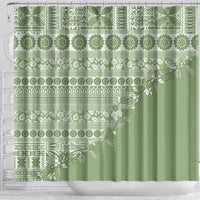 Fiji Marau na Kerisimasi Shower Curtain Sage Green Tagimoucia Tapa Masi Tribal LT9 - Polynesian Pride