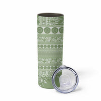 Fiji Marau na Kerisimasi Skinny Tumbler Sage Green Tagimoucia Tapa Masi Tribal LT9 - Polynesian Pride