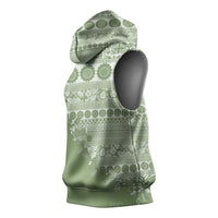 Fiji Marau na Kerisimasi Sleeveless Hoodie Sage Green Tagimoucia Tapa Masi Tribal LT9 - Polynesian Pride