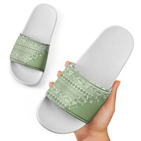 Fiji Marau na Kerisimasi Slide Sandals Sage Green Tagimoucia Tapa Masi Tribal LT9 - Polynesian Pride