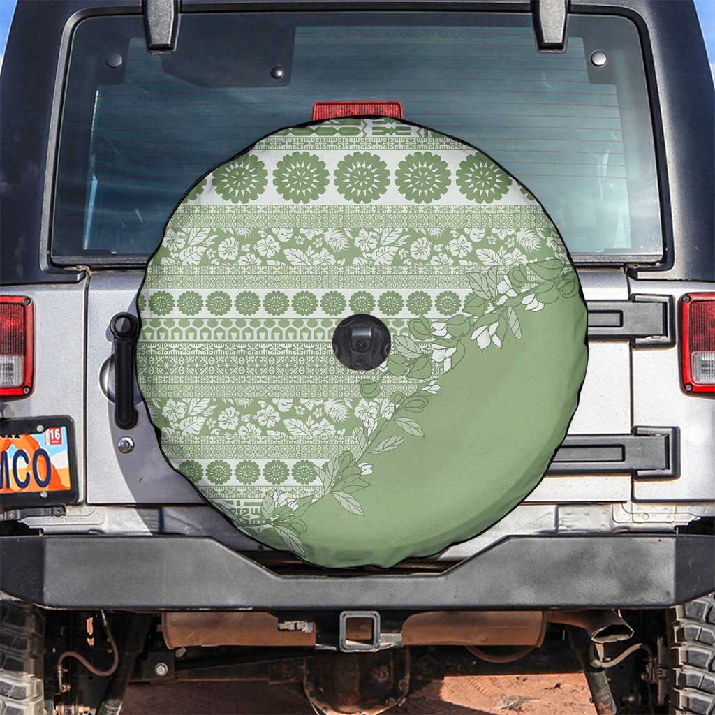 Fiji Marau na Kerisimasi Spare Tire Cover Sage Green Tagimoucia Tapa Masi Tribal LT9 Green - Polynesian Pride