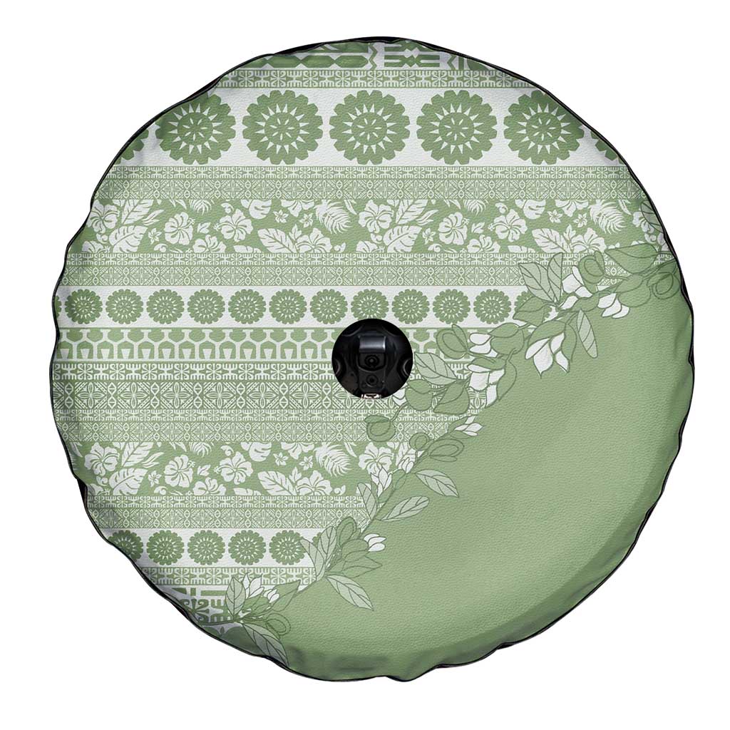 Fiji Marau na Kerisimasi Spare Tire Cover Sage Green Tagimoucia Tapa Masi Tribal LT9 - Polynesian Pride