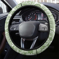 Fiji Marau na Kerisimasi Steering Wheel Cover Sage Green Tagimoucia Tapa Masi Tribal LT9 - Polynesian Pride