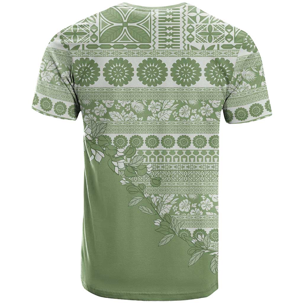 Fiji Marau na Kerisimasi T Shirt Sage Green Tagimoucia Tapa Masi Tribal LT9 - Polynesian Pride