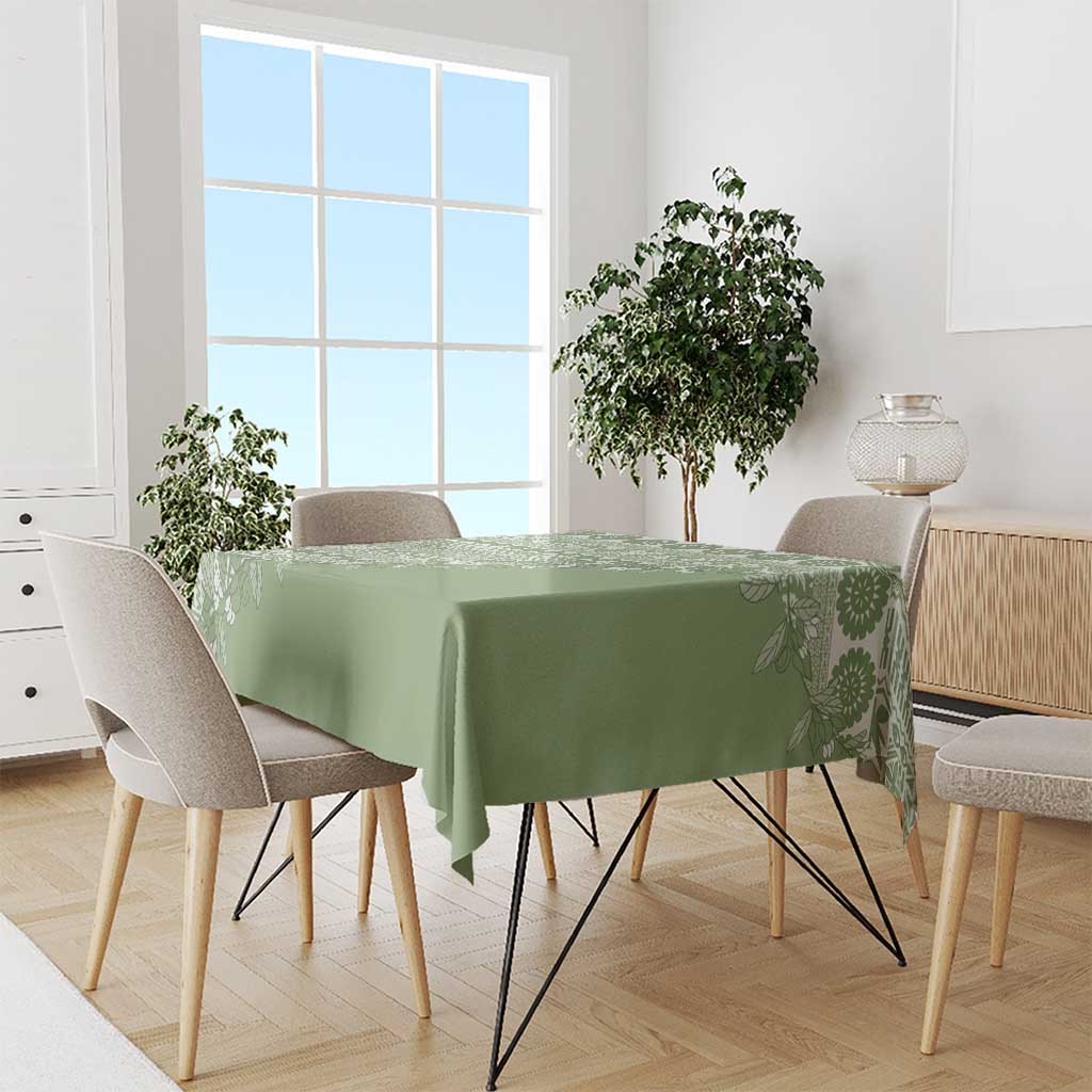 Fiji Marau na Kerisimasi Tablecloth Sage Green Tagimoucia Tapa Masi Tribal - Polynesian Pride