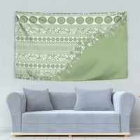 Fiji Marau na Kerisimasi Tapestry Sage Green Tagimoucia Tapa Masi Tribal LT9 - Polynesian Pride