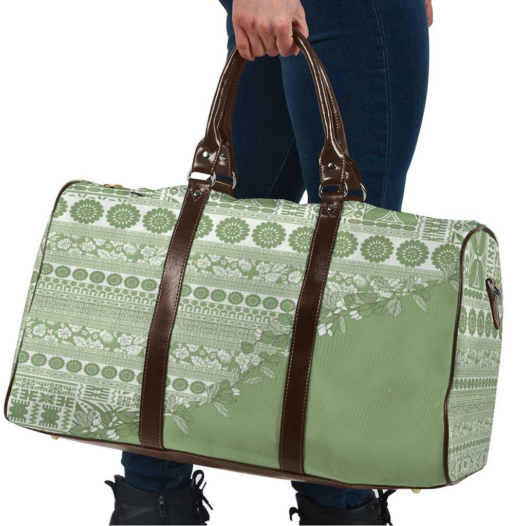 Fiji Marau na Kerisimasi Travel Bag Sage Green Tagimoucia Tapa Masi Tribal LT9 - Polynesian Pride