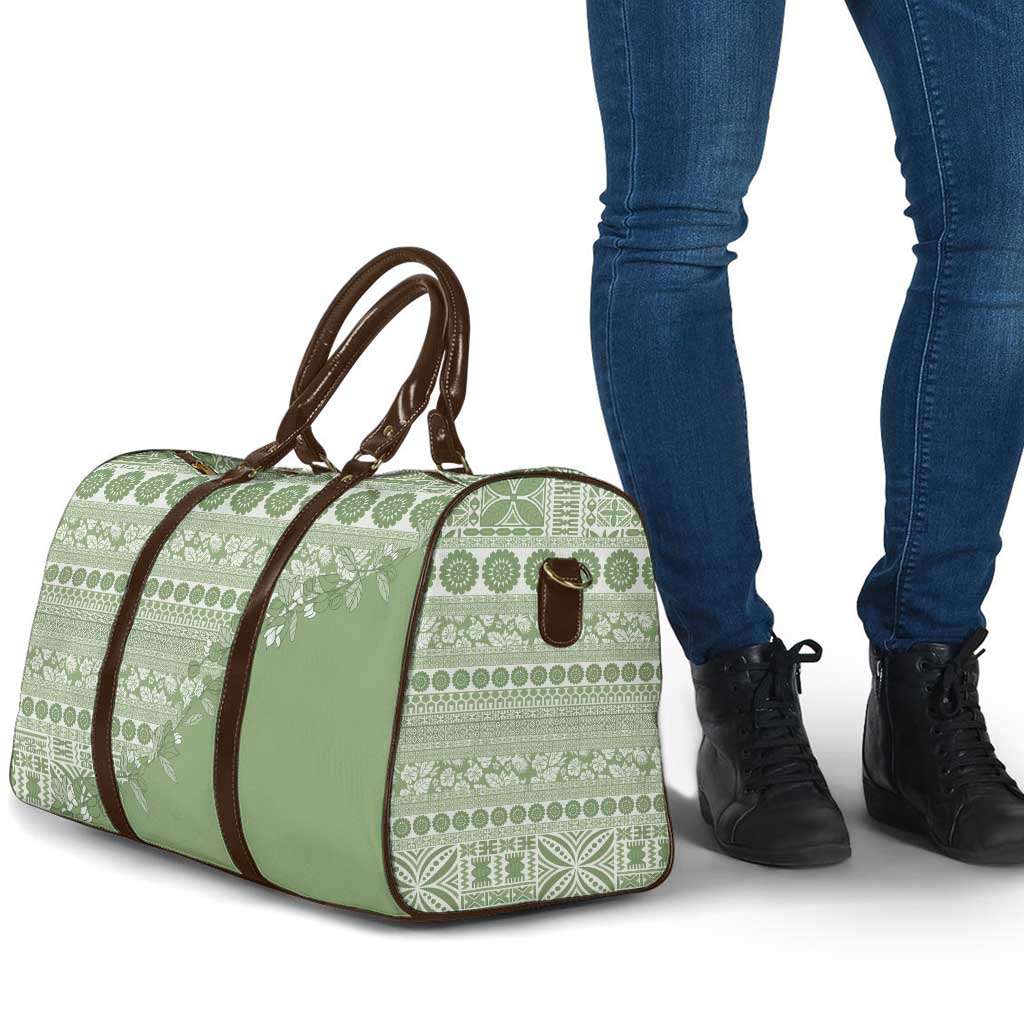 Fiji Marau na Kerisimasi Travel Bag Sage Green Tagimoucia Tapa Masi Tribal LT9 - Polynesian Pride