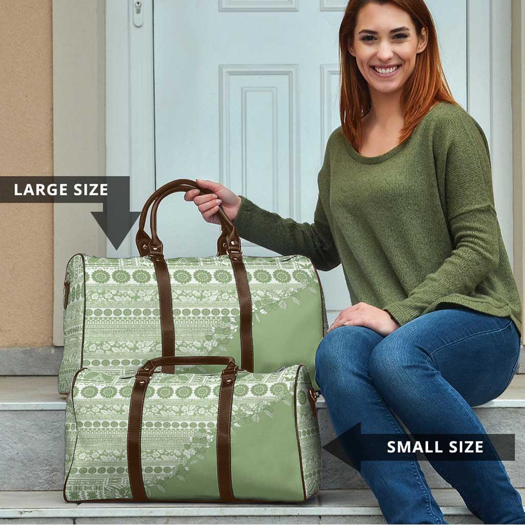 Fiji Marau na Kerisimasi Travel Bag Sage Green Tagimoucia Tapa Masi Tribal LT9 - Polynesian Pride