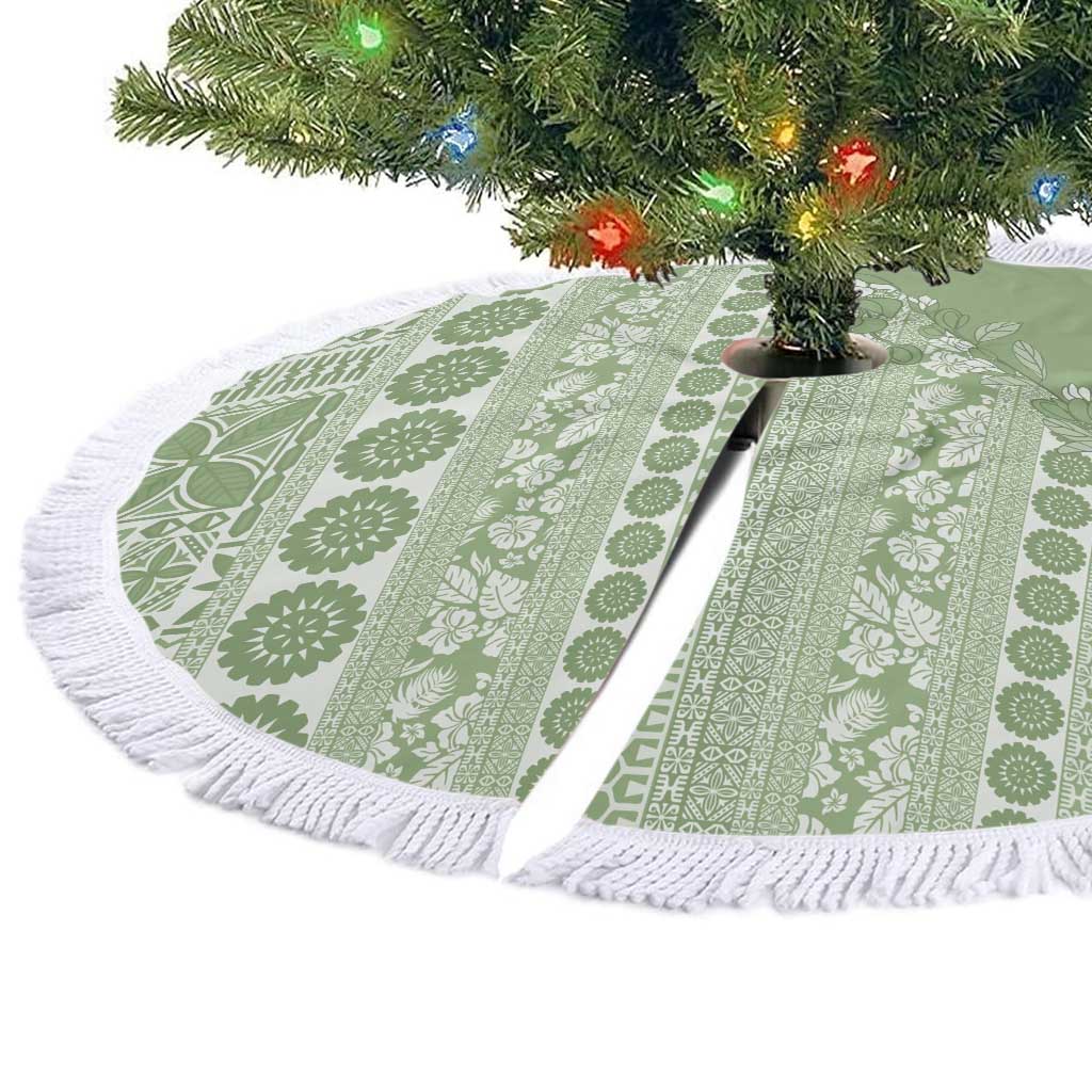 Fiji Marau na Kerisimasi Tree Skirt Sage Green Tagimoucia Tapa Masi Tribal LT9 - Polynesian Pride