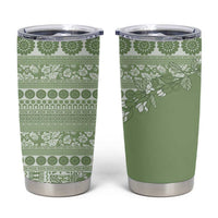 Fiji Marau na Kerisimasi Tumbler Cup Sage Green Tagimoucia Tapa Masi Tribal LT9 Green - Polynesian Pride