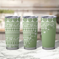 Fiji Marau na Kerisimasi Tumbler Cup Sage Green Tagimoucia Tapa Masi Tribal LT9 - Polynesian Pride