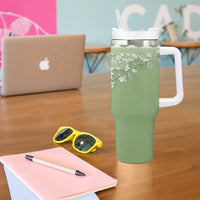 Fiji Marau na Kerisimasi Tumbler With Handle Sage Green Tagimoucia Tapa Masi Tribal LT9 - Polynesian Pride