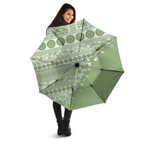 Fiji Marau na Kerisimasi Umbrella Sage Green Tagimoucia Tapa Masi Tribal LT9 - Polynesian Pride