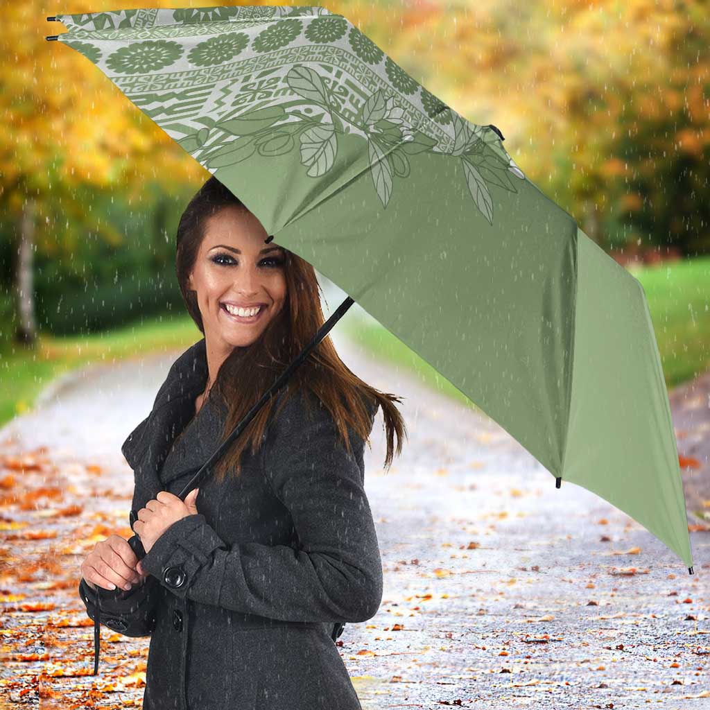 Fiji Marau na Kerisimasi Umbrella Sage Green Tagimoucia Tapa Masi Tribal LT9 - Polynesian Pride