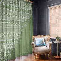 Fiji Marau na Kerisimasi Window Curtain Sage Green Tagimoucia Tapa Masi Tribal LT9 - Polynesian Pride