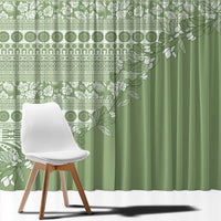 Fiji Marau na Kerisimasi Window Curtain Sage Green Tagimoucia Tapa Masi Tribal LT9 - Polynesian Pride