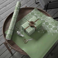 Fiji Marau na Kerisimasi Wrapping Paper Sage Green Tagimoucia Tapa Masi Tribal LT9 - Polynesian Pride