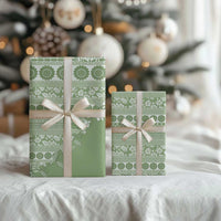 Fiji Marau na Kerisimasi Wrapping Paper Sage Green Tagimoucia Tapa Masi Tribal LT9 - Polynesian Pride