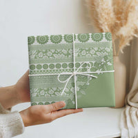Fiji Marau na Kerisimasi Wrapping Paper Sage Green Tagimoucia Tapa Masi Tribal LT9 - Polynesian Pride