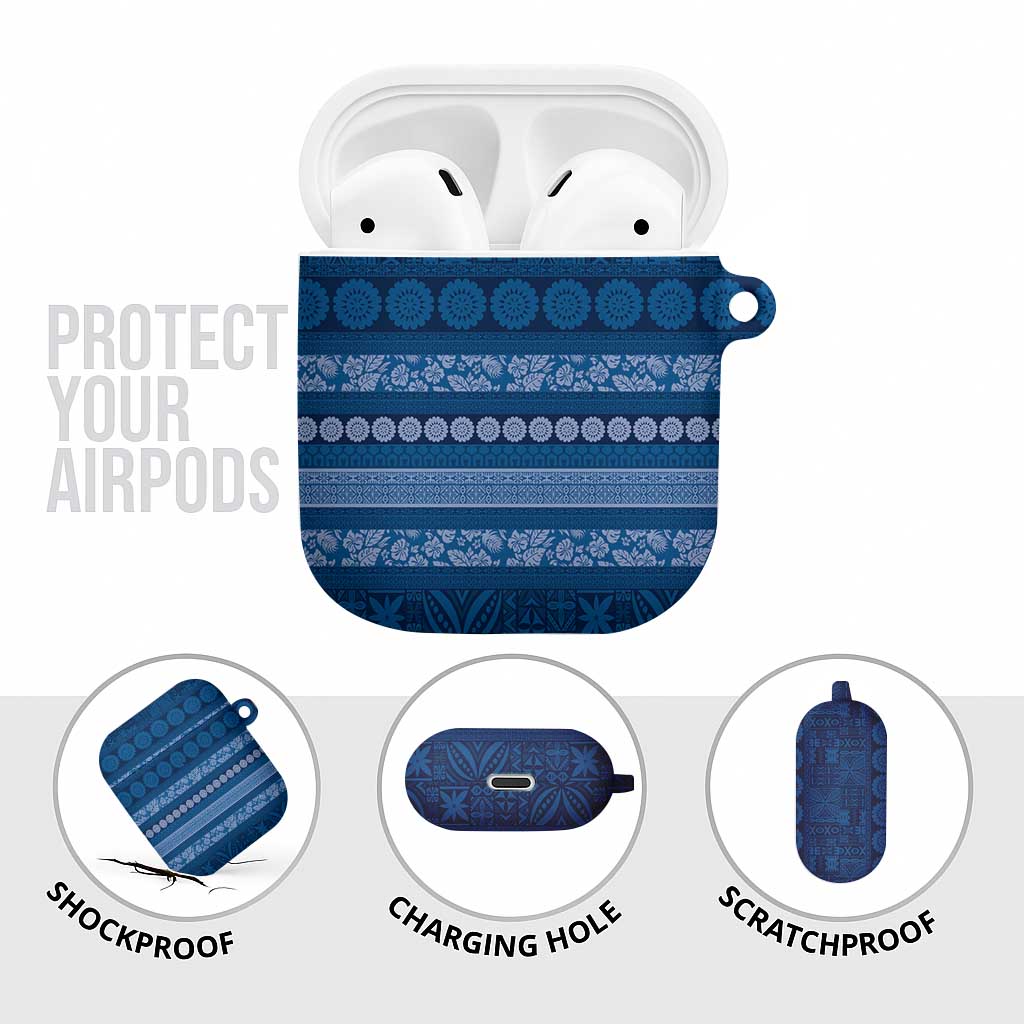 Fiji Marau na Kerisimasi AirPods Case Blue Tapa Masi Inspired Christmas - Polynesian Pride