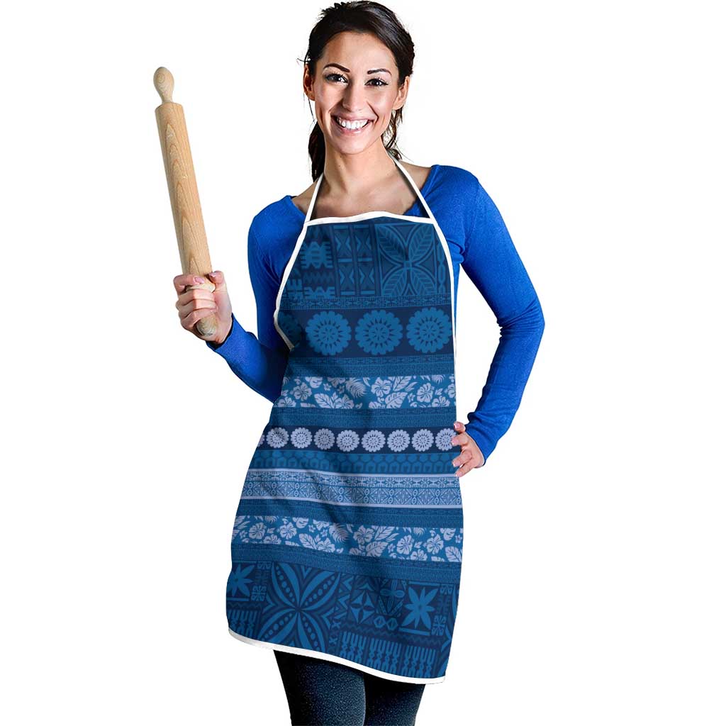 Fiji Marau na Kerisimasi Apron Blue Tapa Masi Inspired Christmas LT9 - Polynesian Pride