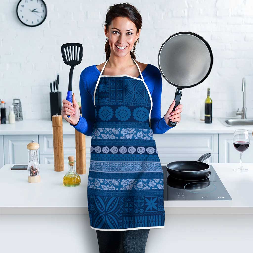 Fiji Marau na Kerisimasi Apron Blue Tapa Masi Inspired Christmas LT9 - Polynesian Pride
