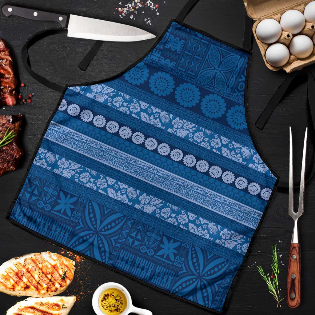 Fiji Marau na Kerisimasi Apron Blue Tapa Masi Inspired Christmas LT9 Blue - Polynesian Pride