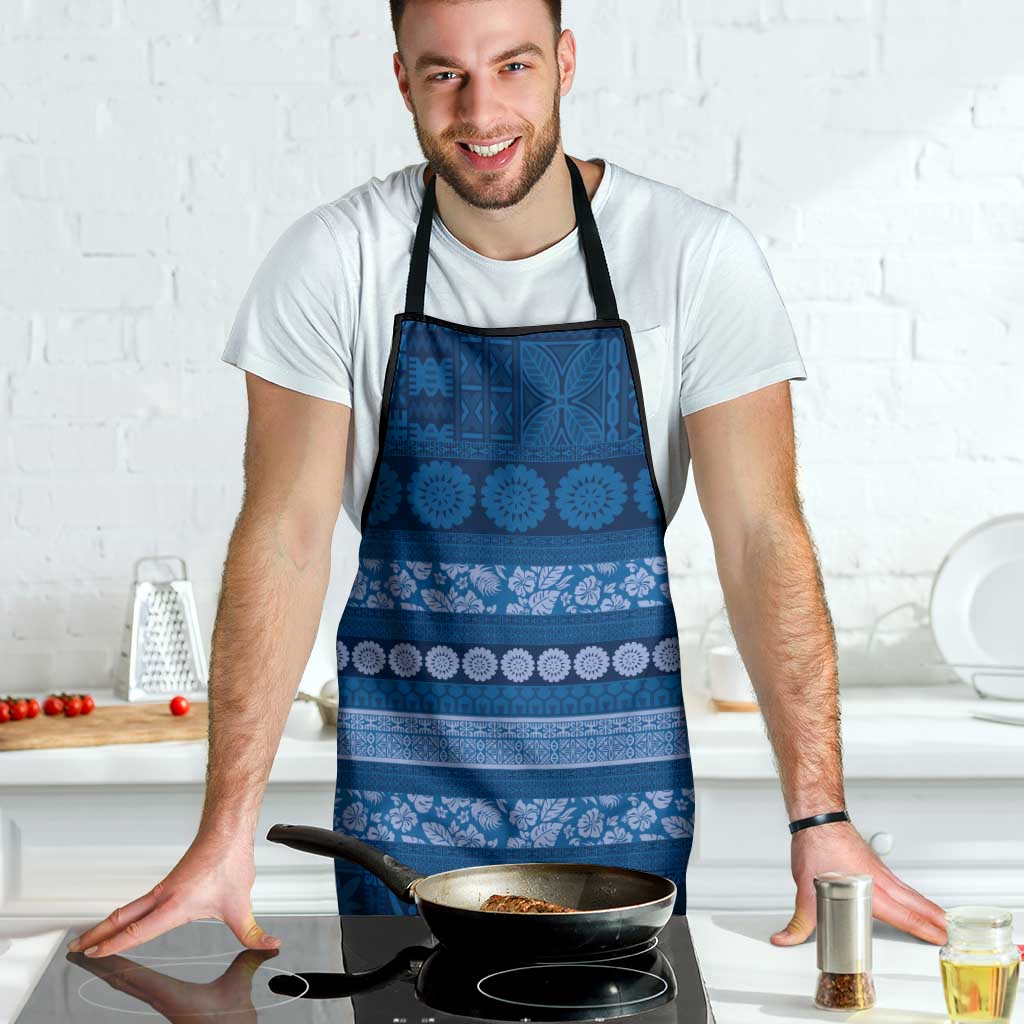 Fiji Marau na Kerisimasi Apron Blue Tapa Masi Inspired Christmas LT9 - Polynesian Pride