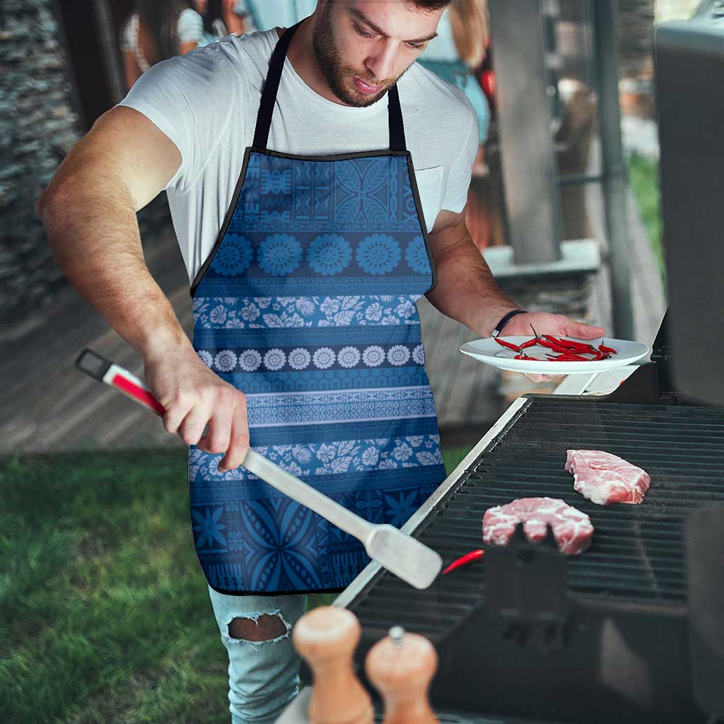 Fiji Marau na Kerisimasi Apron Blue Tapa Masi Inspired Christmas LT9 - Polynesian Pride