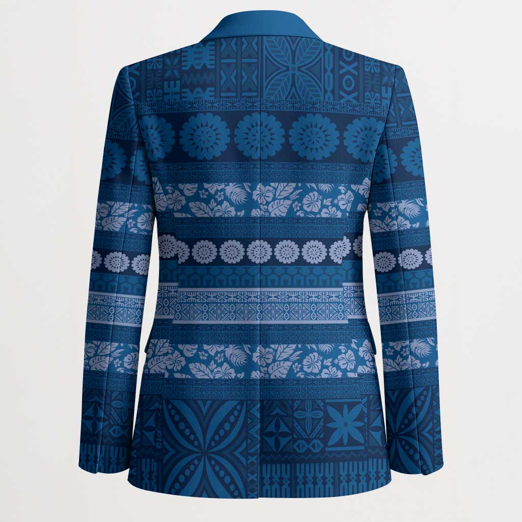 Fiji Marau na Kerisimasi Blazer Blue Tapa Masi Inspired Christmas LT9 - Polynesian Pride