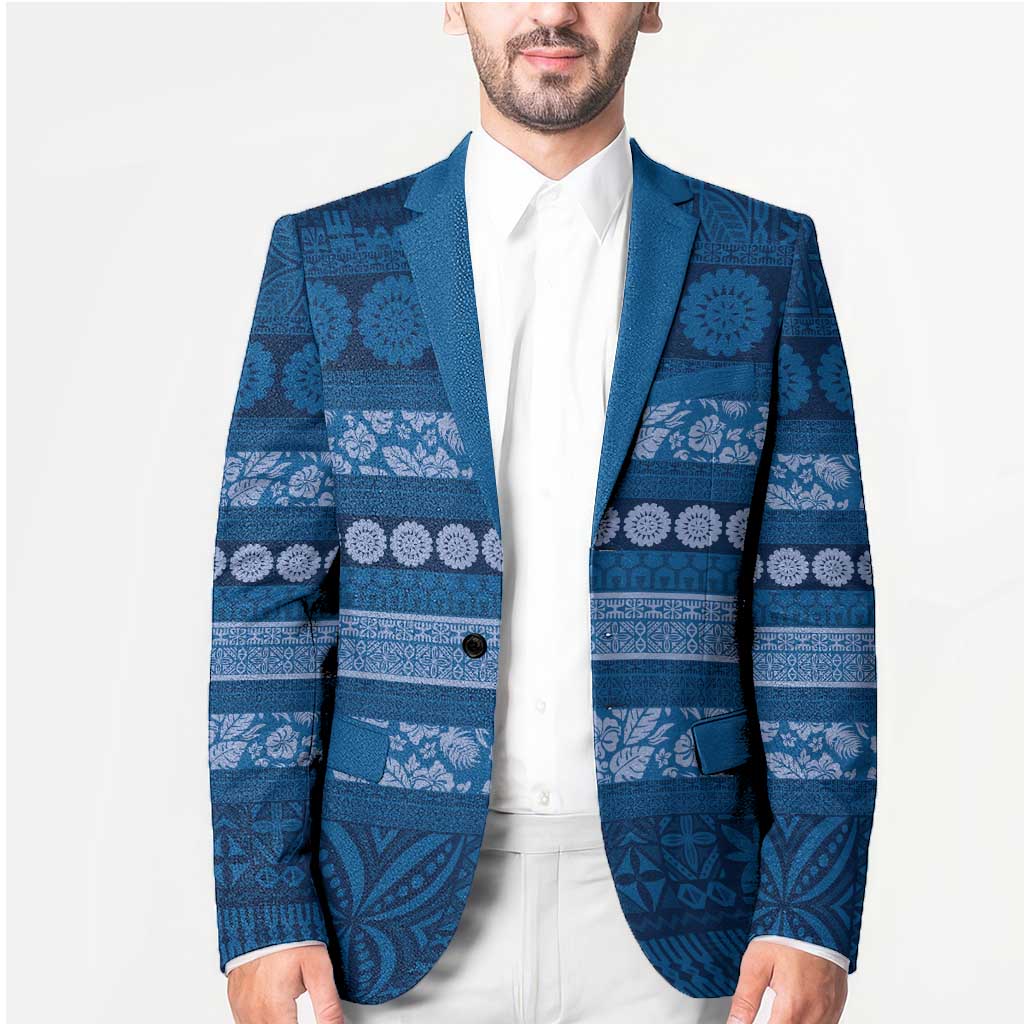 Fiji Marau na Kerisimasi Blazer Blue Tapa Masi Inspired Christmas LT9 - Polynesian Pride