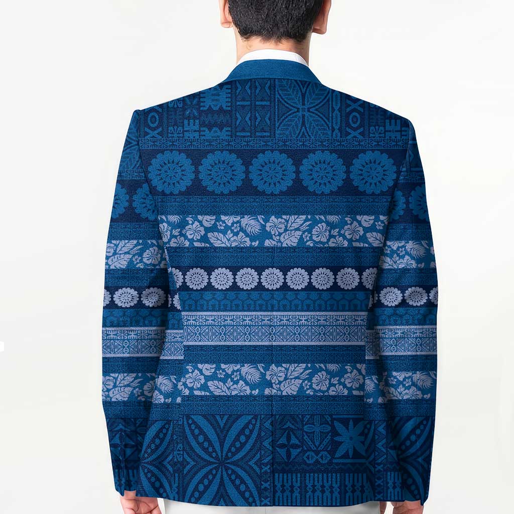 Fiji Marau na Kerisimasi Blazer Blue Tapa Masi Inspired Christmas LT9 - Polynesian Pride