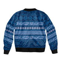 Fiji Marau na Kerisimasi Bomber Jacket Blue Tapa Masi Inspired Christmas LT9 - Polynesian Pride