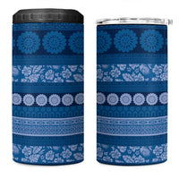 Fiji Marau na Kerisimasi 4 in 1 Can Cooler Tumbler Blue Tapa Masi Inspired Christmas LT9 One Size: 16 oz Blue - Polynesian Pride