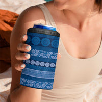 Fiji Marau na Kerisimasi 4 in 1 Can Cooler Tumbler Blue Tapa Masi Inspired Christmas LT9 - Polynesian Pride