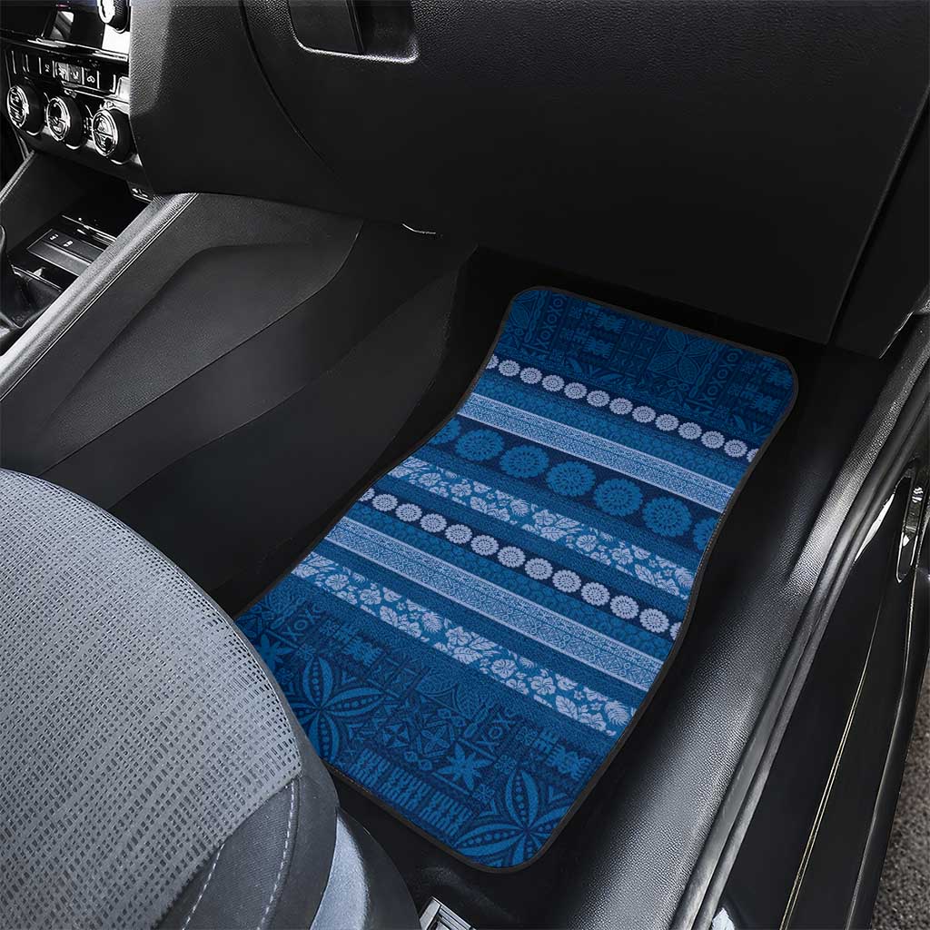 Fiji Marau na Kerisimasi Car Mats Blue Tapa Masi Inspired Christmas - Polynesian Pride