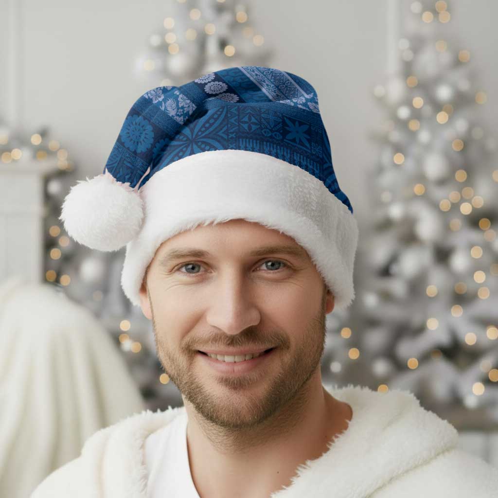 Fiji Marau na Kerisimasi Christmas Santa Hat Blue Tapa Masi Inspired Christmas - Polynesian Pride