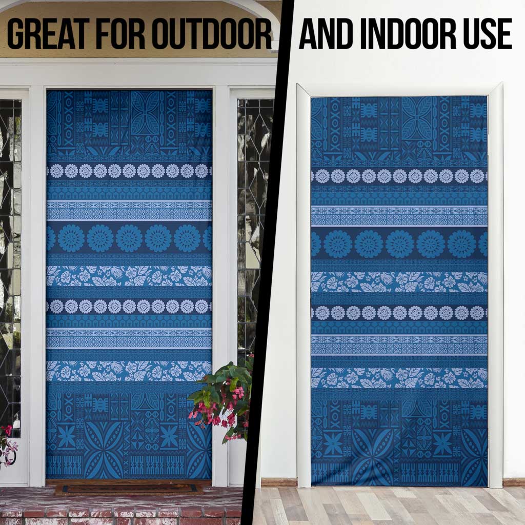 Fiji Marau na Kerisimasi Door Cover Blue Tapa Masi Inspired Christmas - Polynesian Pride