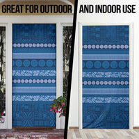 Fiji Marau na Kerisimasi Door Cover Blue Tapa Masi Inspired Christmas - Polynesian Pride