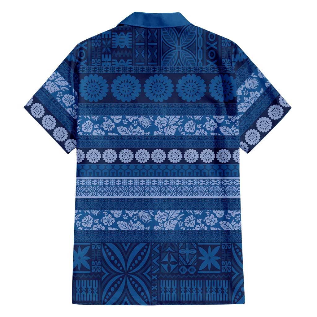Fiji Marau na Kerisimasi Hawaiian Shirt Blue Tapa Masi Inspired Christmas - Polynesian Pride