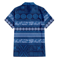 Fiji Marau na Kerisimasi Hawaiian Shirt Blue Tapa Masi Inspired Christmas - Polynesian Pride