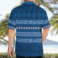 Fiji Marau na Kerisimasi Hawaiian Shirt Blue Tapa Masi Inspired Christmas - Polynesian Pride